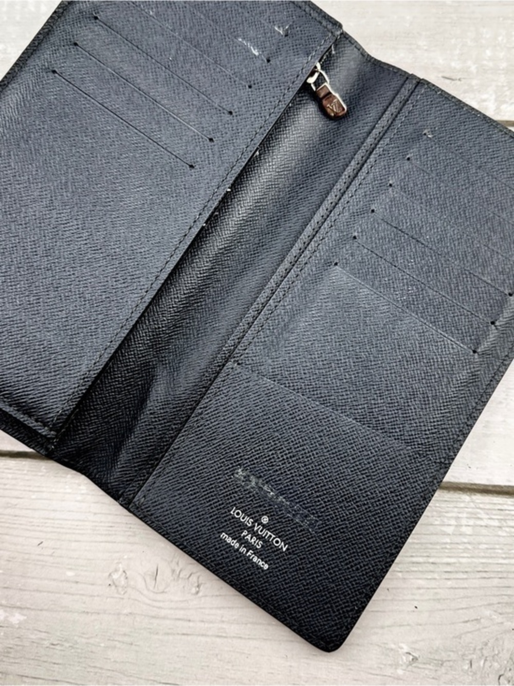 AUTHENTIC Louis Vuitton Monogram Porte Valeurs Checkbook Wallet. Color: Black
